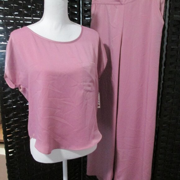 State of Day 2-Pc. Crepe de Chine Short-Sleeve Pajama Set Mauve NWT - Picture 5 of 8